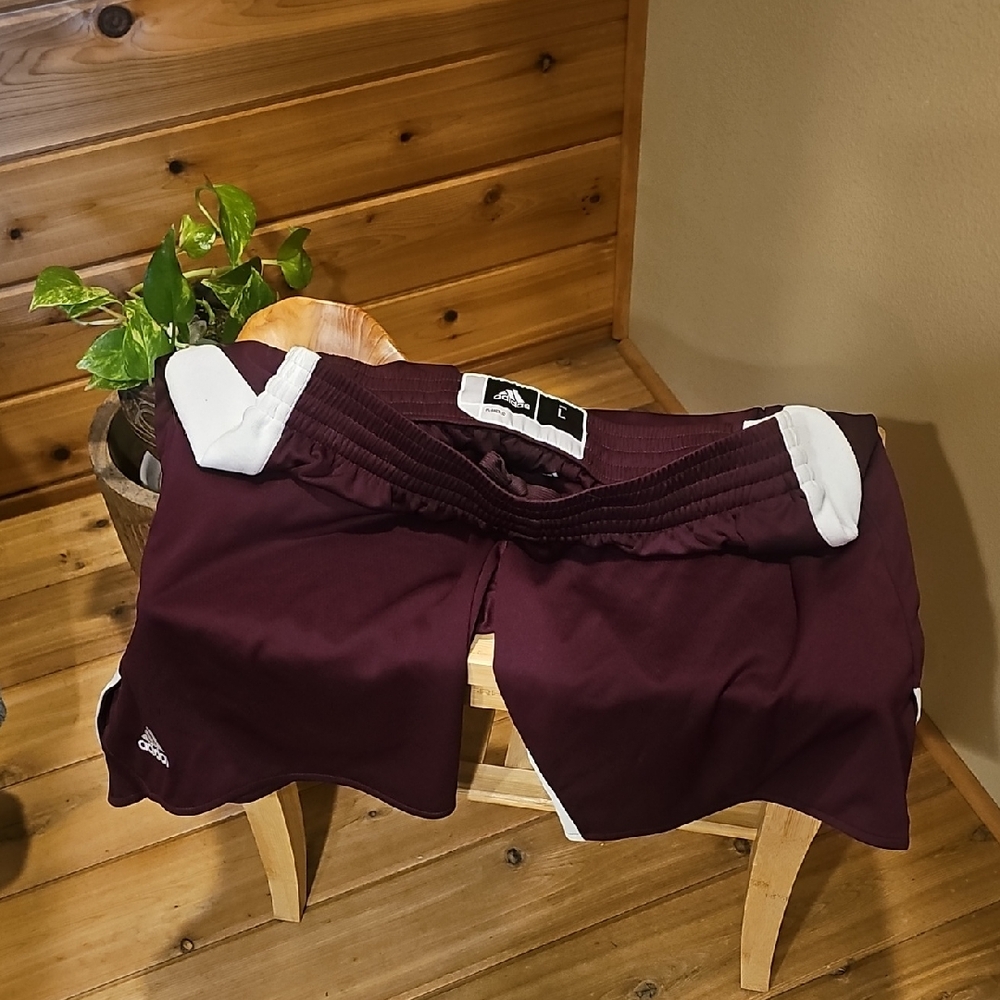 Adidas Maroon Shorts with White Accents